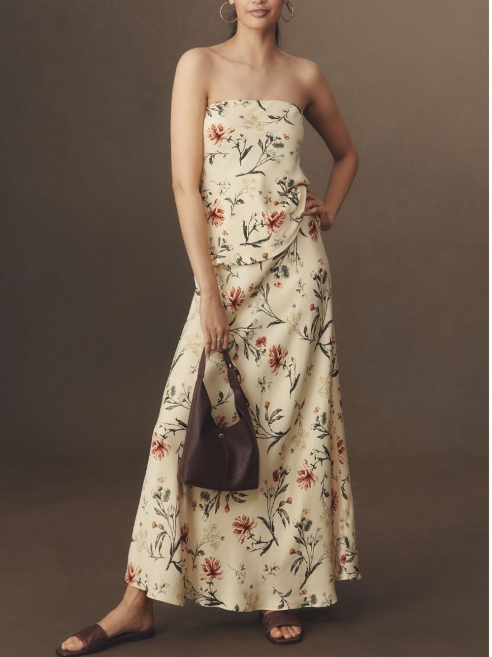 Anthropologie yellow floral skirt and top sz L
